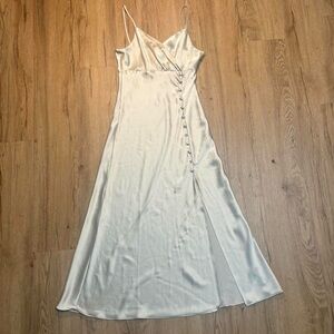 Zara Cream Maxi Dress with Button Detail